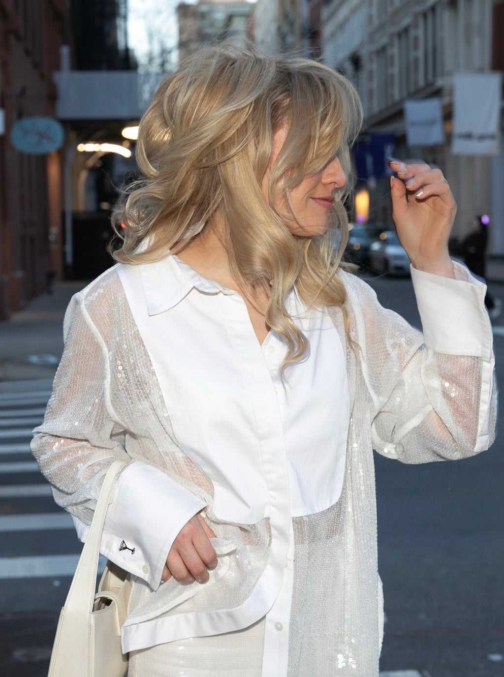 SVW Oversized Sequin Tuxedo Top