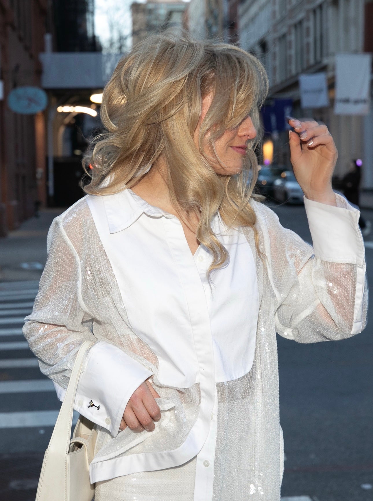 SVW Oversized Sequin Tuxedo Top