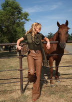 Satin Tee with Removable Fringe Scarf