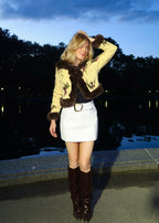 Ostrich Vegan Leather Mini Skirt with Belt