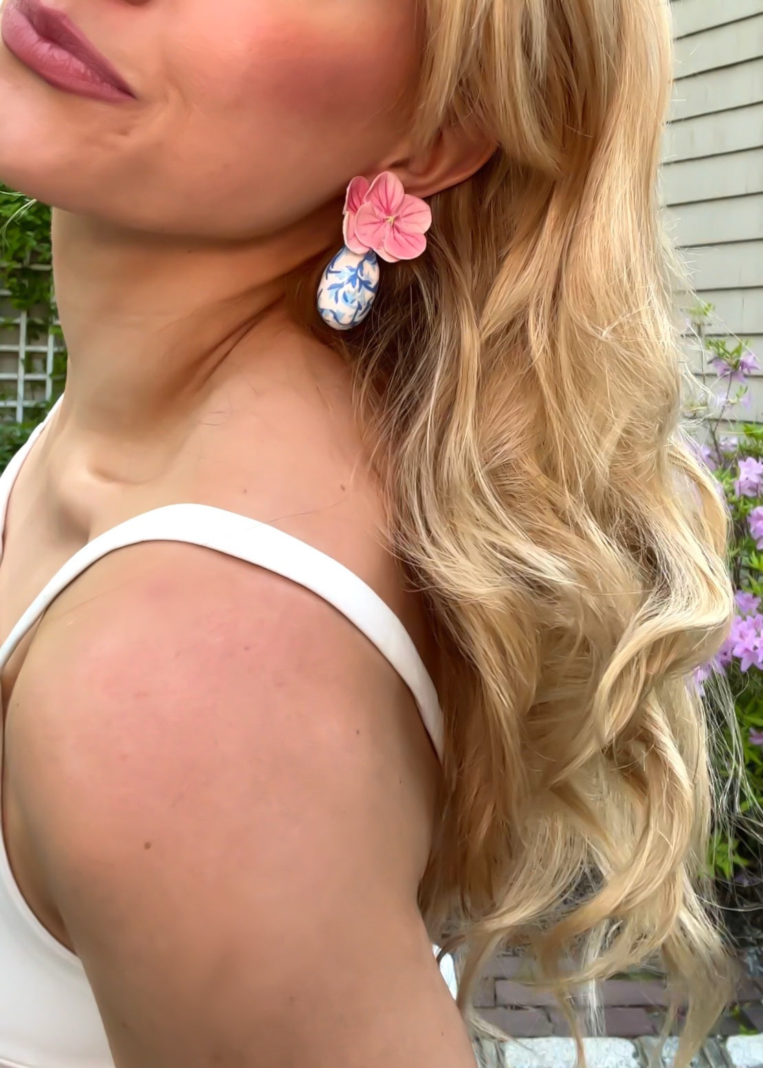 Floral Porcelain Chinoiserie Earrings