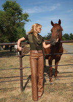 Floral Embossed Vegan Leather Trousers